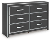 Zuraleus Black Queen Upholstered Bed, Dresser and Nightstand - PCB3380B15
