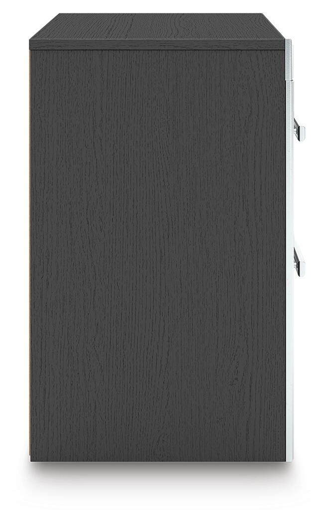 Zuraleus Black Queen Upholstered Bed, Dresser, Mirror and Nightstand - PCB3380B16