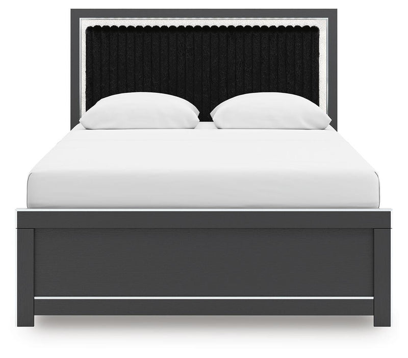 Zuraleus Black Queen Upholstered Panel Bed - PCB3380B6