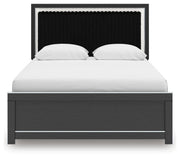 Zuraleus Black Queen Upholstered Panel Platform Bed - PCB3380B2