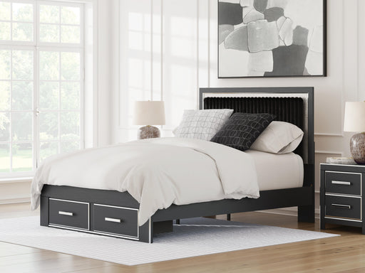 Zuraleus Black Queen Upholstered Panel Platform Storage Bed - PCB3380B4
