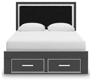 Zuraleus Black Queen Upholstered Panel Platform Storage Bed - PCB3380B4