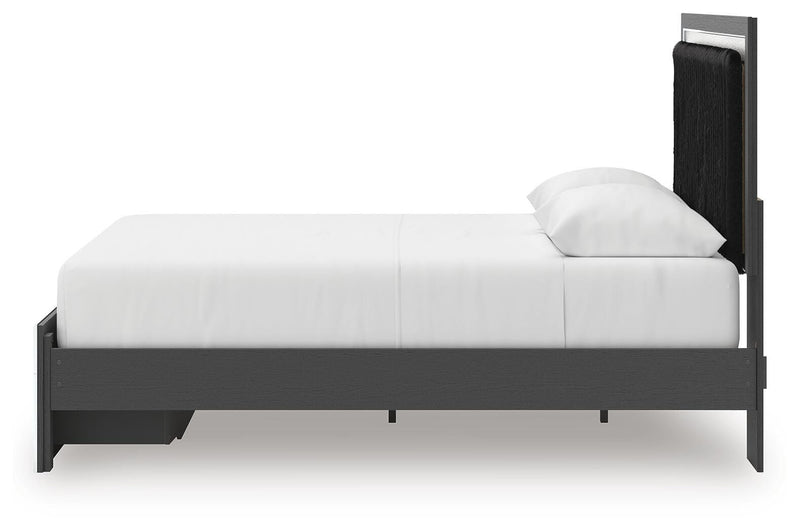 Zuraleus Black Queen Upholstered Panel Platform Storage Bed - PCB3380B4