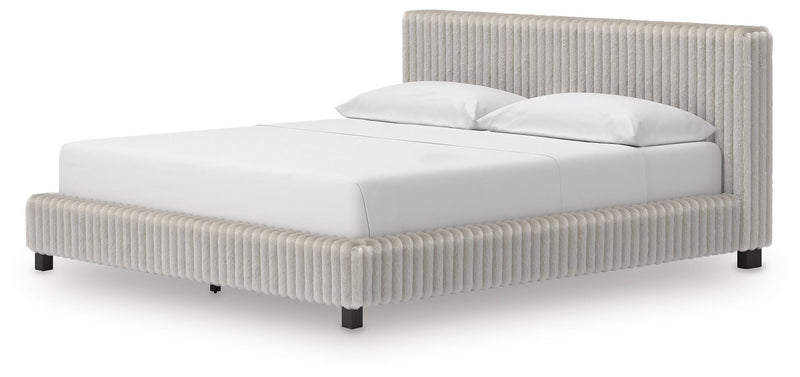 Zuraleus California King Upholstered Bed, Dresser and Mirror in White - PKG022855