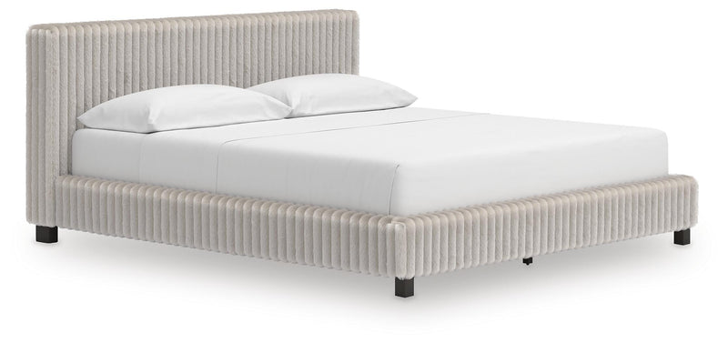 Zuraleus California King Upholstered Bed, Dresser, Mirror and Chest in White - PKG022859