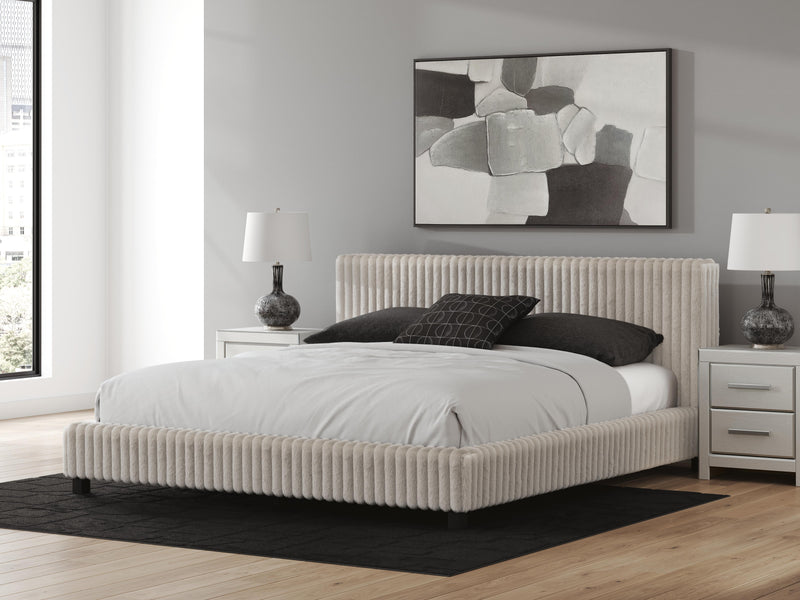 Zuraleus California King Upholstered Bed, Dresser, Mirror and Chest in White - PKG022859