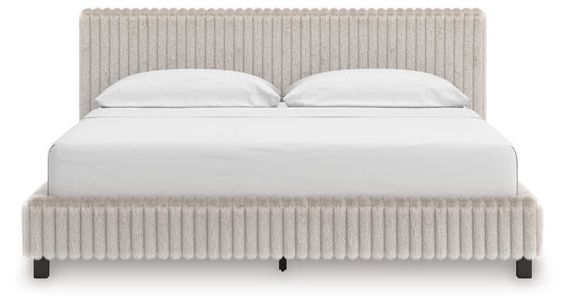 Zuraleus California King Upholstered Bed, Dresser, Mirror, Chest and Nightstand in White - PKG022860