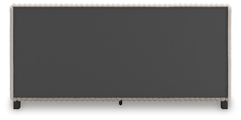 Zuraleus California King Upholstered Bed, Dresser, Mirror, Chest and Nightstand in White - PKG022860