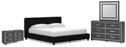 Zuraleus King Upholstered Bed, Dresser, Mirror and 2 Nightstands - PCB3380B23