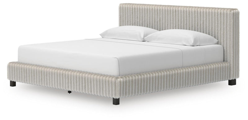 Zuraleus King Upholstered Bed, Dresser, Mirror, Chest and Nightstand in White - PKG022852