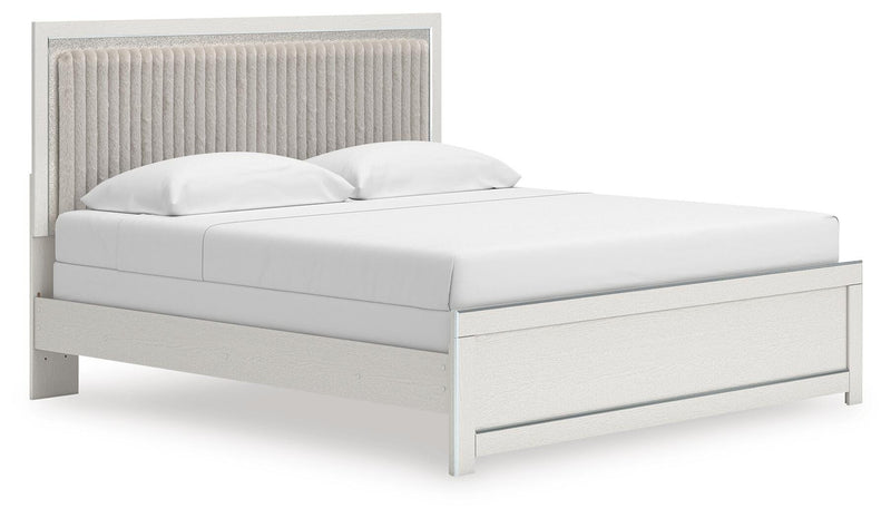 Zuraleus King Upholstered Panel Bed, Dresser, Mirror and Nightstand - PCB3381B17