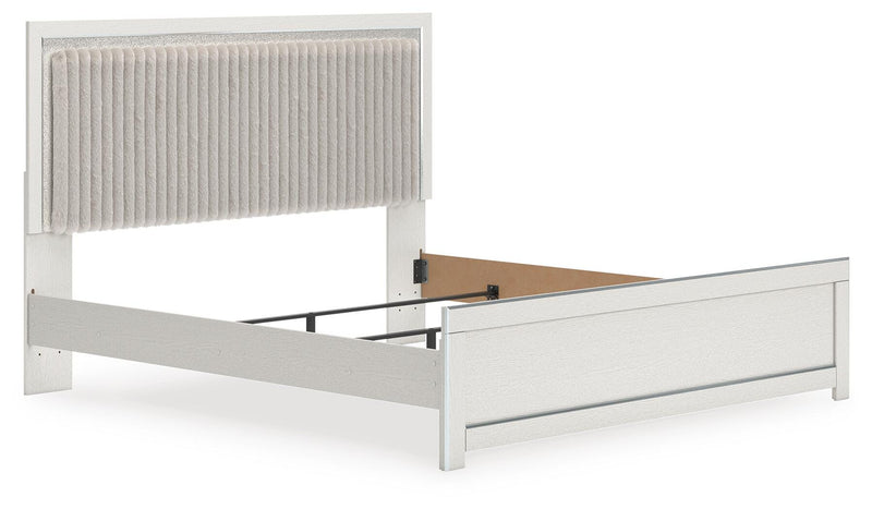 Zuraleus King Upholstered Panel Bed, Dresser, Mirror and Nightstand - PCB3381B17