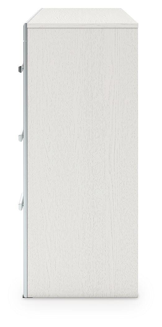 Zuraleus King Upholstered Panel Platform Bed, Dresser and Chest in White - PKG022816