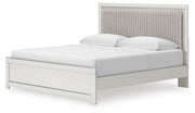Zuraleus King Upholstered Panel Platform Bed, Dresser and Mirror in White - PKG022815