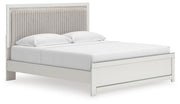 Zuraleus King Upholstered Panel Platform Bed, Dresser, Mirror and Chest in White - PKG022819