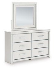 Zuraleus King Upholstered Panel Platform Bed, Dresser, Mirror and Chest in White - PKG022819