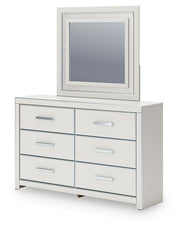 Zuraleus King Upholstered Panel Platform Bed, Dresser, Mirror and Chest in White - PKG022819