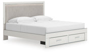 Zuraleus King Upholstered Panel Platform Storage Bed and Dresser in White - PKG022829