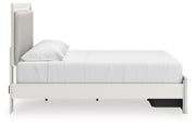 Zuraleus King Upholstered Panel Platform Storage Bed and Dresser in White - PKG022829