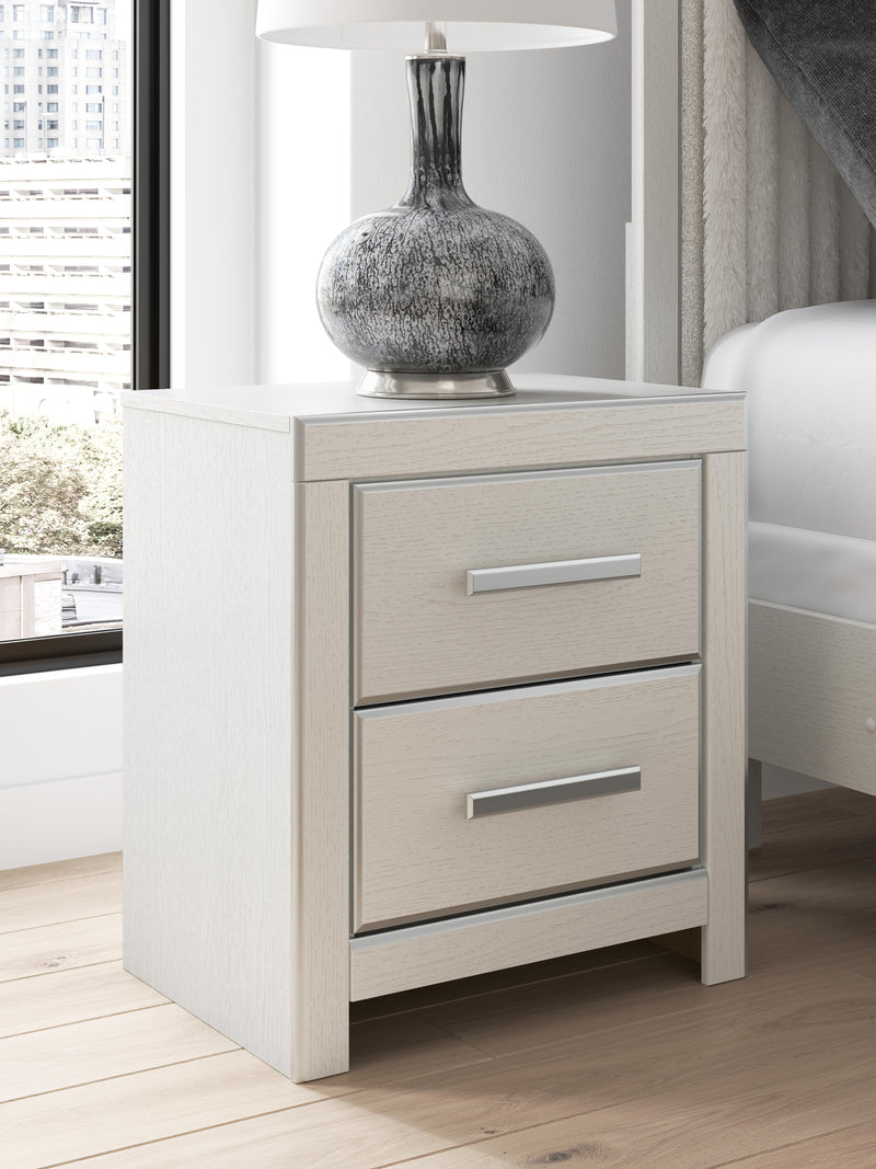 Zuraleus King Upholstered Panel Platform Storage Bed, Dresser and Nightstand in White - PKG022830
