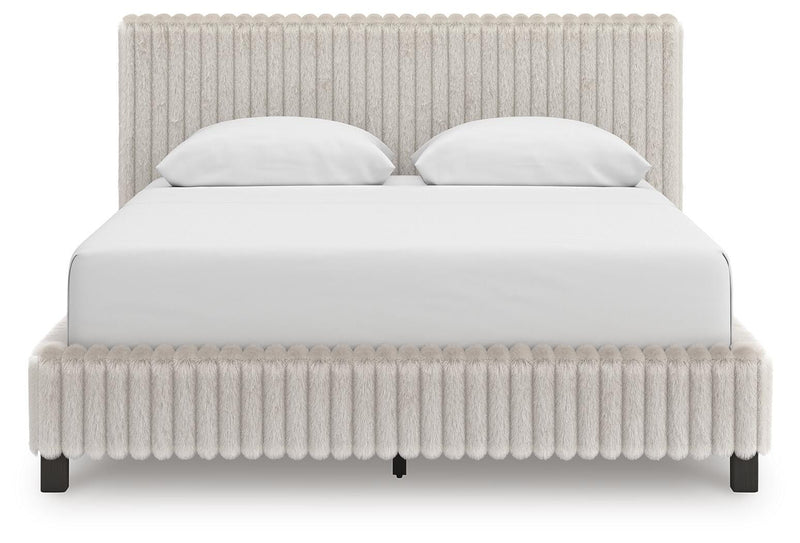 Zuraleus Queen Upholstered Bed, Dresser and Nightstand in White - PKG022846