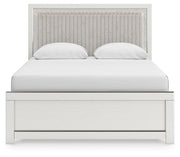 Zuraleus Queen Upholstered Panel Bed and Dresser in White - PKG022813