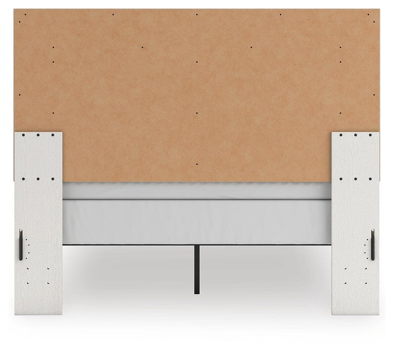 Zuraleus Queen Upholstered Panel Bed and Dresser in White - PKG022813