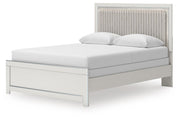 Zuraleus Queen Upholstered Panel Bed and Dresser in White - PKG022813
