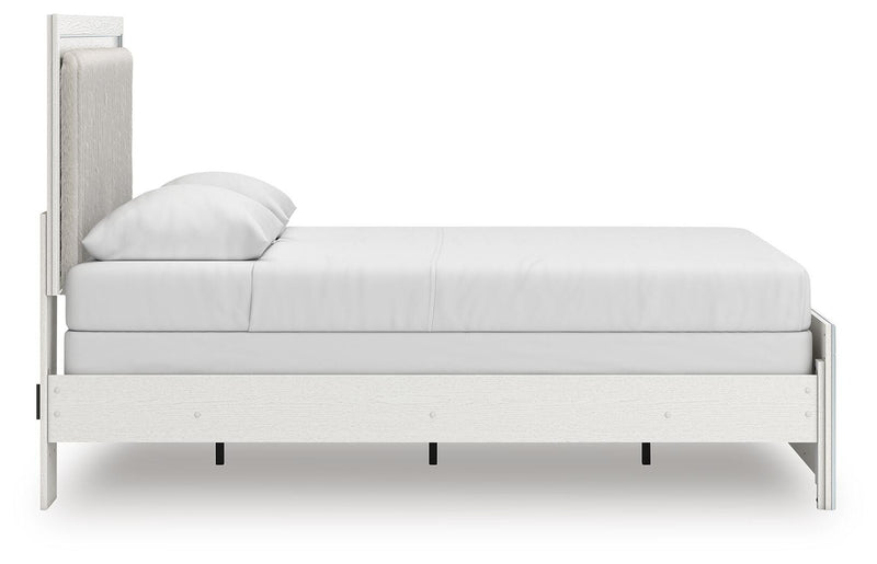 Zuraleus Queen Upholstered Panel Bed, Dresser and Chest in White - PKG022808