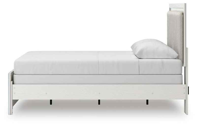 Zuraleus Queen Upholstered Panel Bed, Dresser and Chest in White - PKG022808