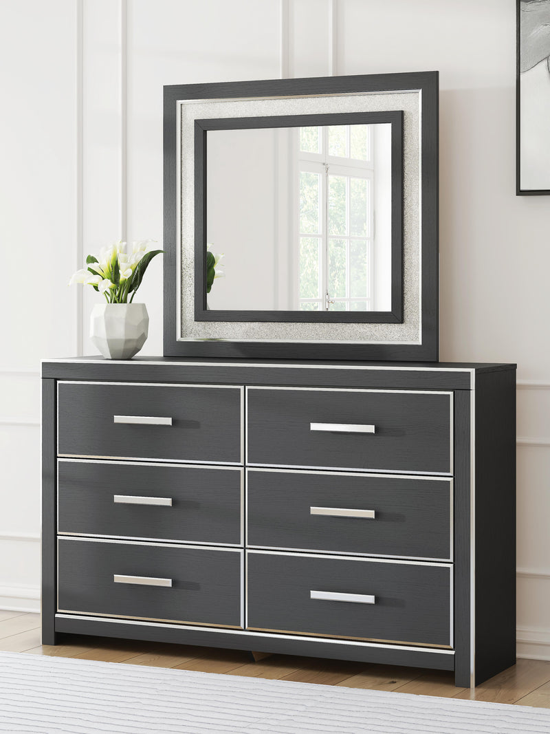Zuraleus Queen Upholstered Panel Bed, Dresser and Mirror - PCB3380B7