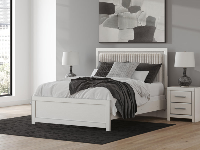Zuraleus Queen Upholstered Panel Bed, Dresser, Mirror and Nightstand - PCB3381B16
