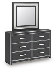 Zuraleus Queen Upholstered Panel Platform Bed, Dresser and Mirror - PCB3380B3