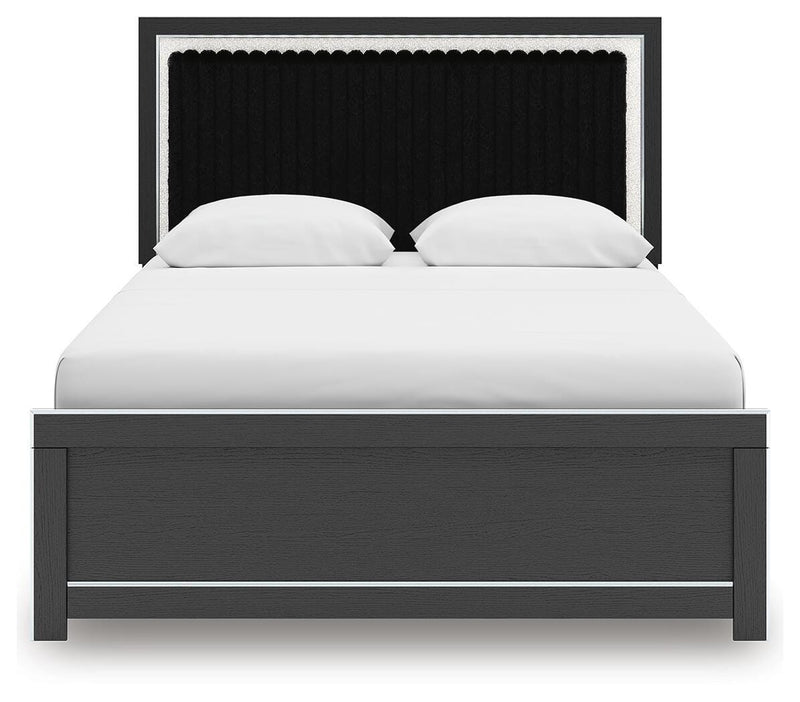 Zuraleus Queen Upholstered Panel Platform Bed, Dresser and Mirror - PCB3380B3