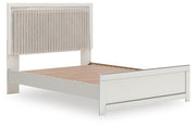 Zuraleus Queen Upholstered Panel Platform Bed, Dresser and Nightstand in White - PKG022798