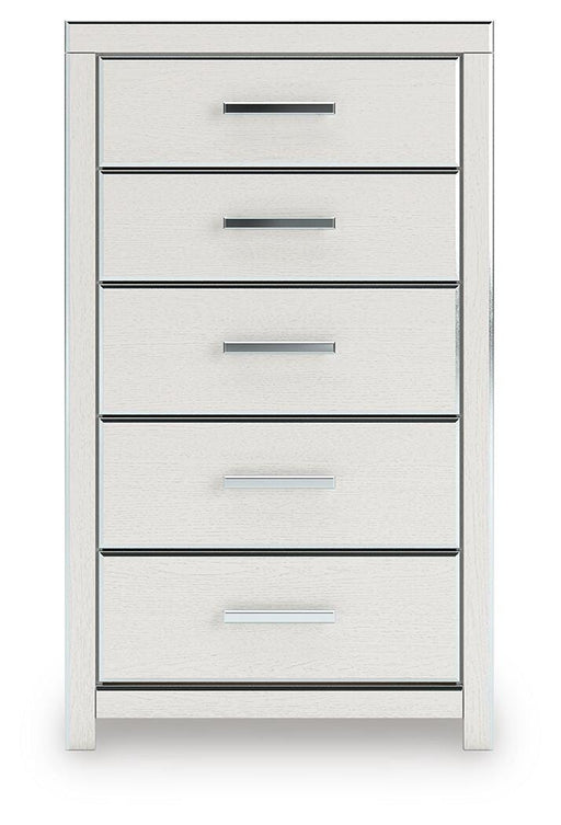 Zuraleus Queen Upholstered Panel Platform Bed, Dresser, Mirror and Nightstand in White - PKG022793