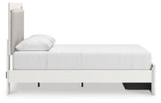 Zuraleus Queen Upholstered Panel Platform Storage Bed and Dresser in White - PKG022805