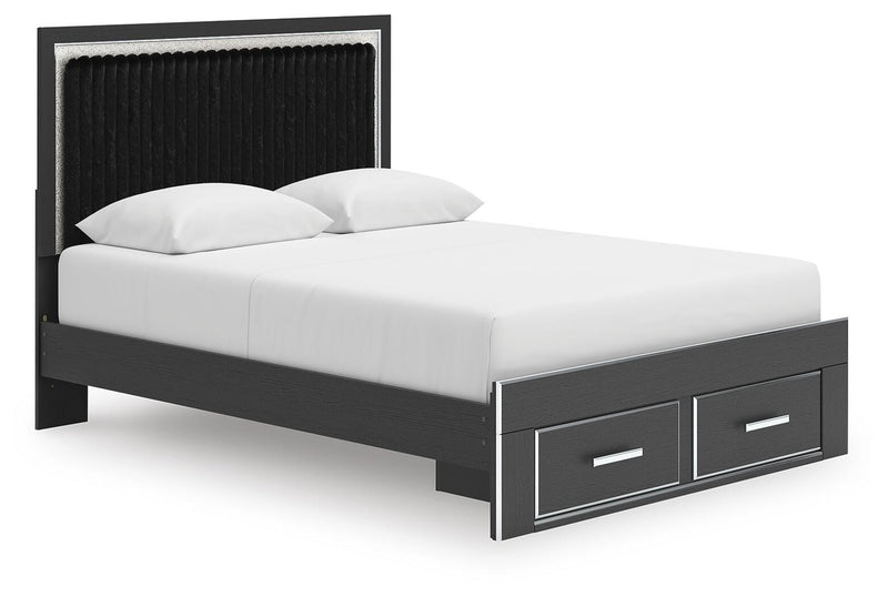 Zuraleus Queen Upholstered Panel Platform Storage Bed, Dresser and Mirror - PCB3380B5