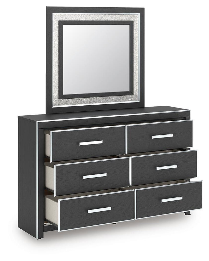 Zuraleus Queen Upholstered Panel Platform Storage Bed, Dresser and Mirror - PCB3380B5