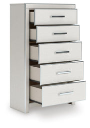 Zuraleus Queen Upholstered Panel Platform Storage Bed, Dresser, Mirror, Chest and Nightstand in White - PKG022804