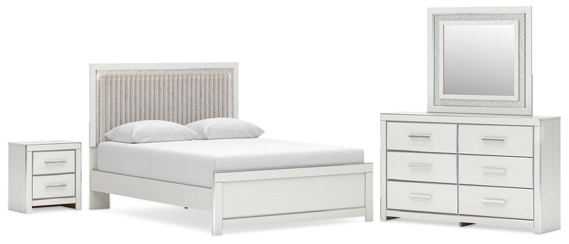 Zuraleus Queen Upholstered Platform Bed, Dresser, Mirror and Nightstand - B3381B18