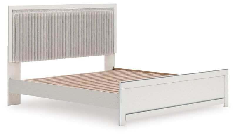 Zuraleus White King Upholstered Panel Platform Bed - PCB3381B8