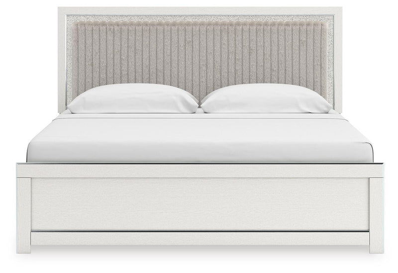 Zuraleus White King Upholstered Panel Platform Bed - PCB3381B8