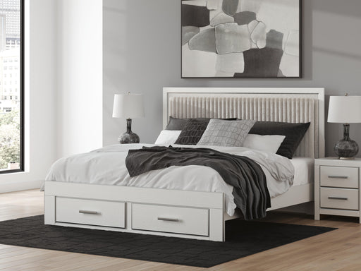Zuraleus White King Upholstered Panel Platform Storage Bed - PCB3381B9