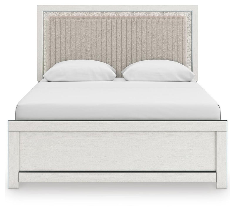 Zuraleus White Queen Upholstered Panel Platform Bed - PCB3381B2