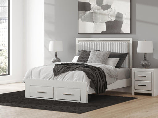 Zuraleus White Queen Upholstered Panel Platform Storage Bed - PCB3381B4