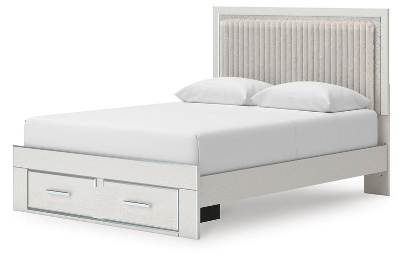 Zuraleus White Queen Upholstered Panel Platform Storage Bed - PCB3381B4