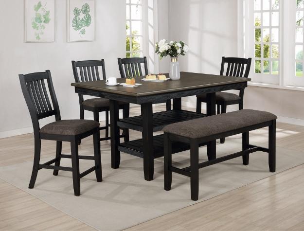 Jorie Black-Brown Counter Height Set