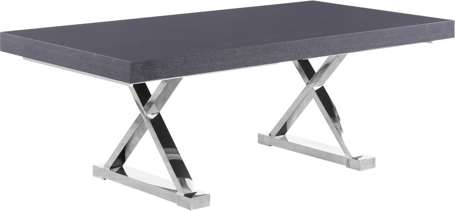 Excel Stainless Steel / Wood Grey Extendable Dining Table (3 Boxes)
