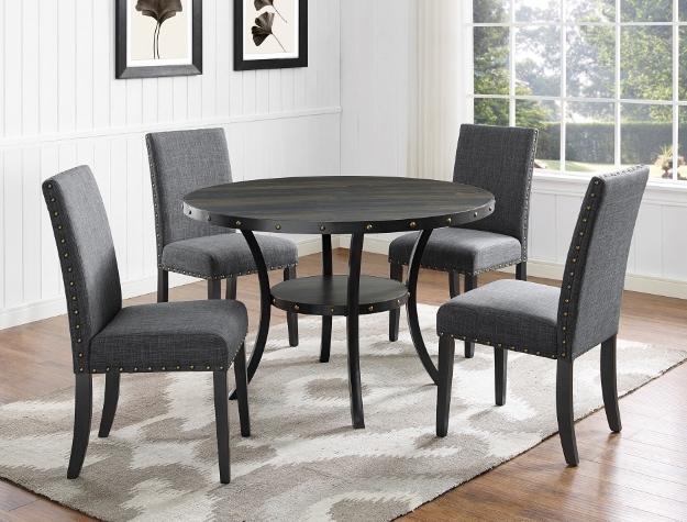 Wallace Gray/Black Round Dining Table - Lara Furniture